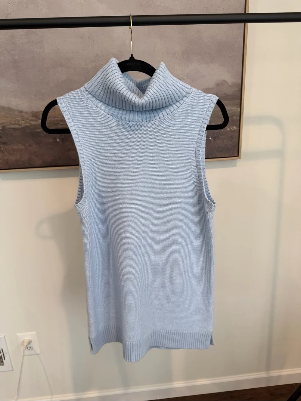 J. Crew Light Blue Sleeveless Turtleneck Sweater